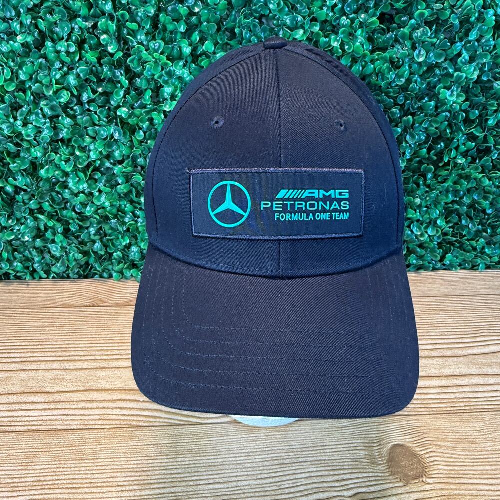 NWT Mercedes AMG Petronas F1 Large Logo Baseball Hat Black OSFM Adidas
